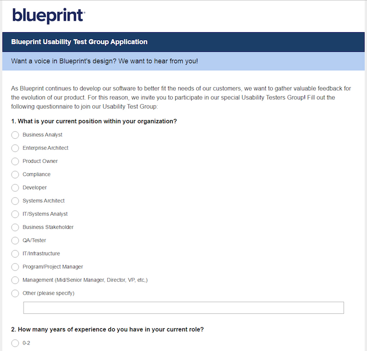 user testing survey