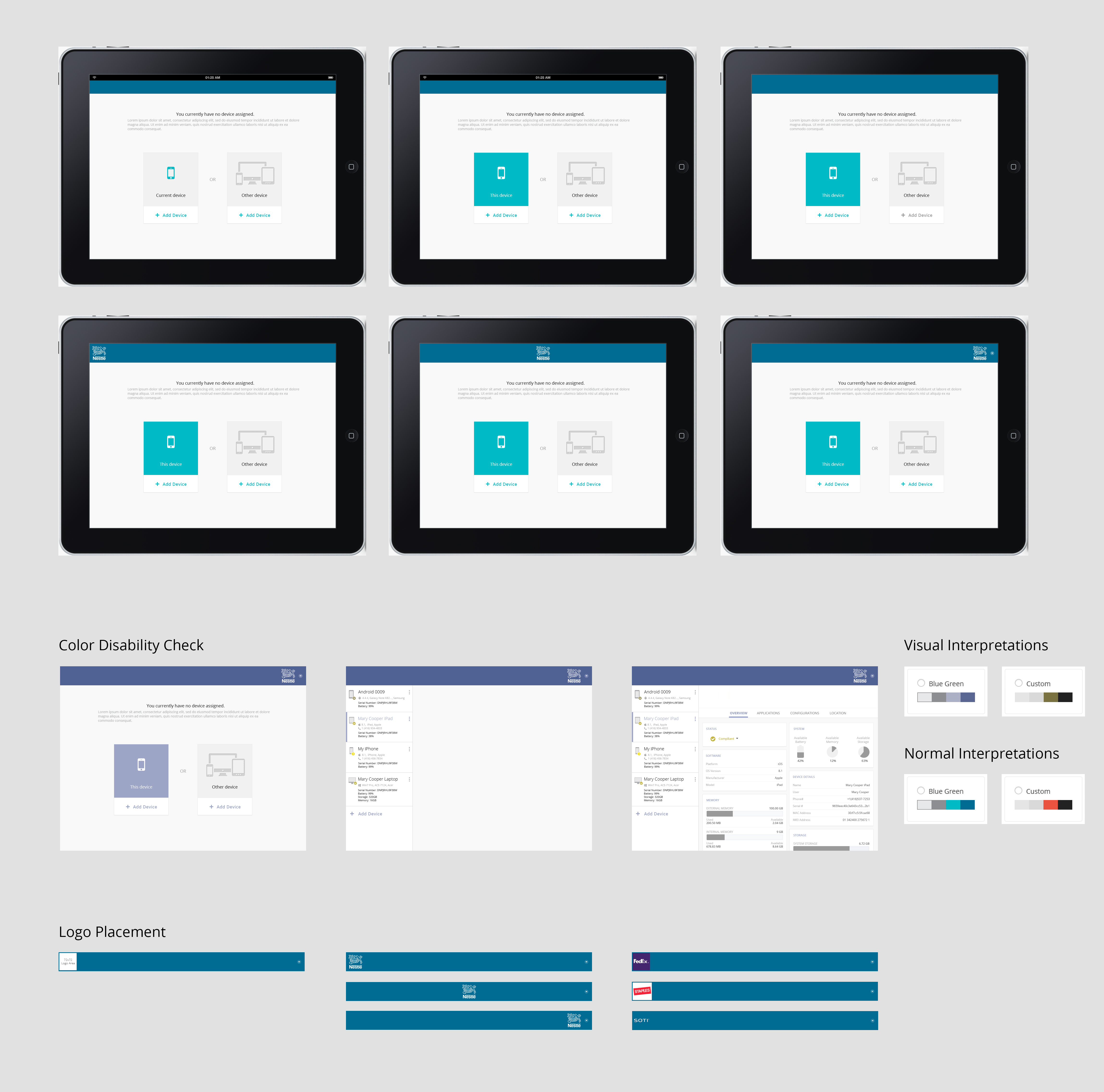 tablet wireframes